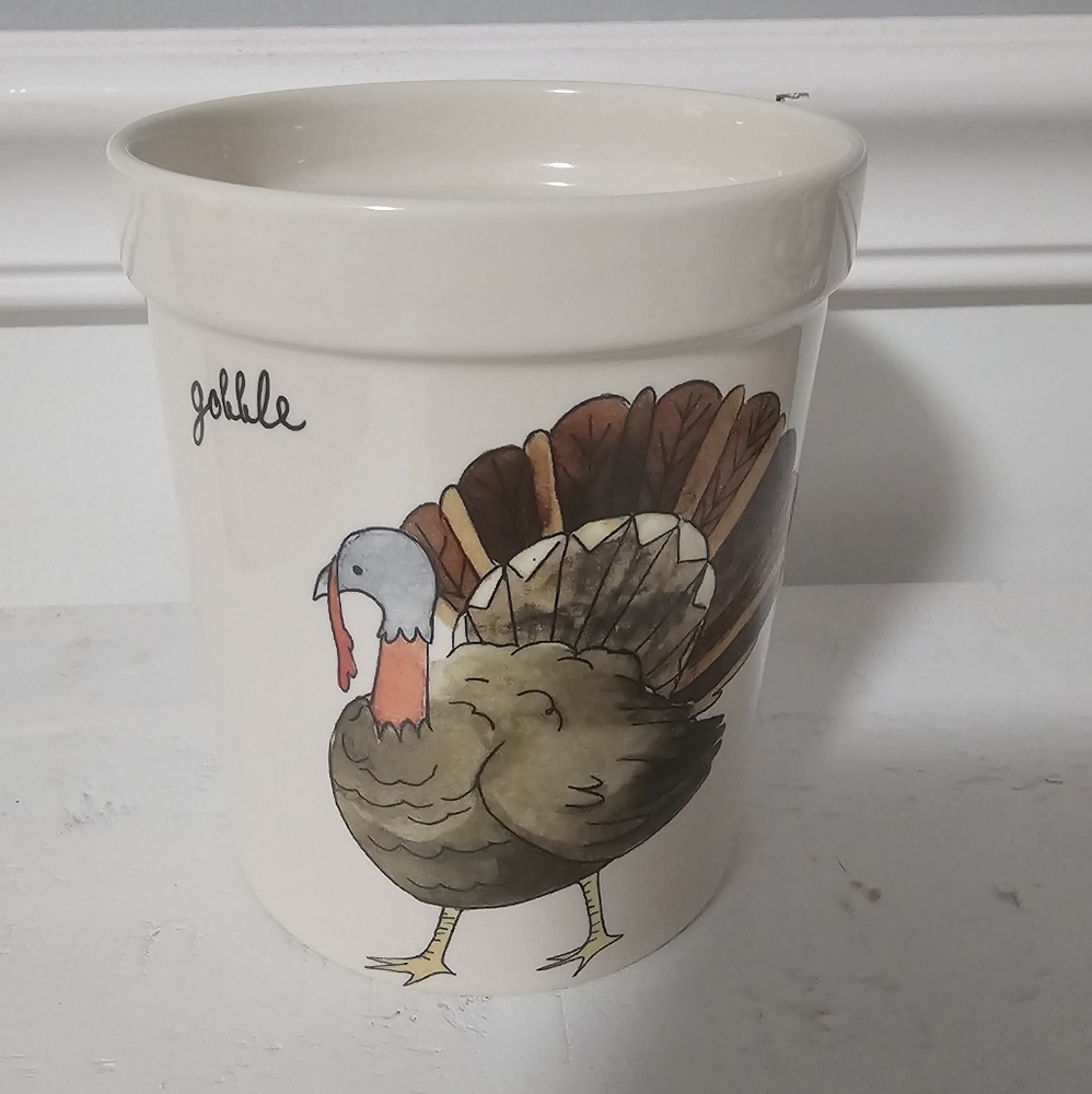Rae Dunn Gobble Vintage Script Thanksgiving Fall Utensil Holder